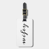 Modern Calligraphy Black Wifey Script Luggage Tag (Front Vertical)