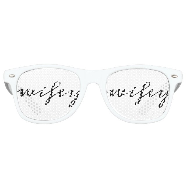 Modern Calligraphy Black Wifey Script Retro Sunglasses (Front)