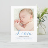 Modern Calligraphy Blue | Birth Announcement | Zazzle