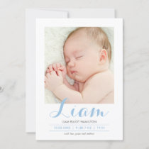 Modern Calligraphy Blue | Birth Announcement