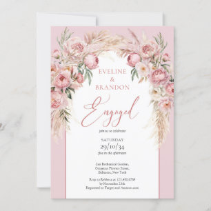 Modern calligraphy blush peonies boho arch sage invitation