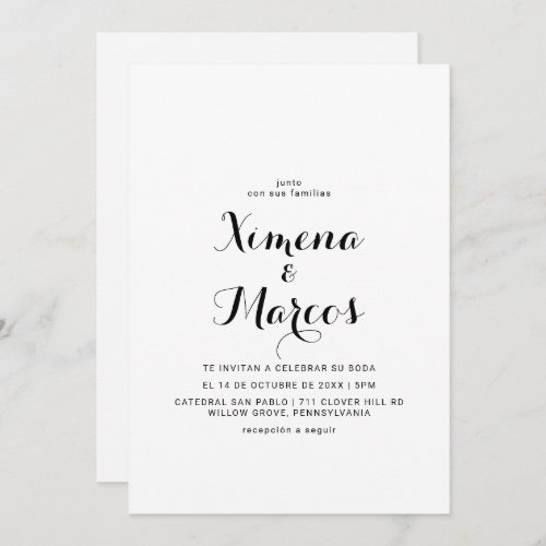 Modern Calligraphy Boda Wedding    Invitation