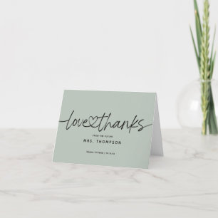 Modern Calligraphy Bridal Shower Dusty Green Thank You Card