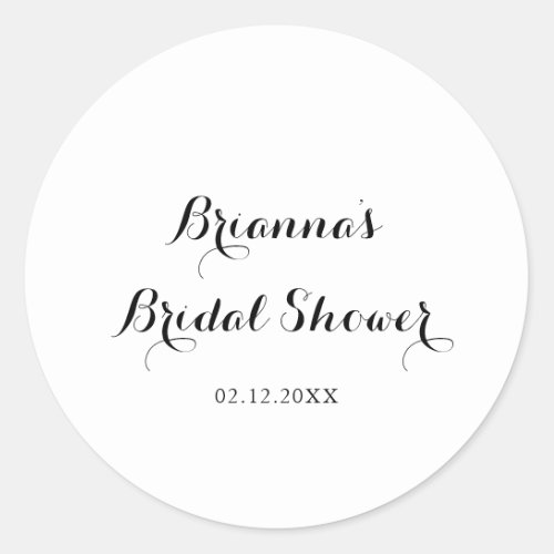 Modern Calligraphy Bridal Shower Favor Classic Round Sticker