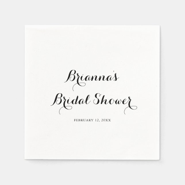 Modern Calligraphy Bridal Shower Napkins (Front)