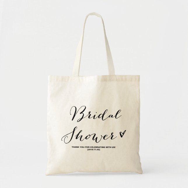 Modern Calligraphy Bridal Shower Party Favor Bag (Front)