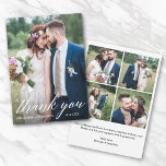 Modern Calligraphy Bride and Groom 5 Photo Wedding Thank You Card<br><div class="desc">Modern Elegant Calligraphy Bride and Groom 5 Photo Wedding Thank You Card</div>