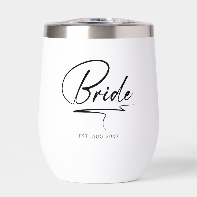Modern Calligraphy Bride Black ID1025 Thermal Wine Tumbler (Front)