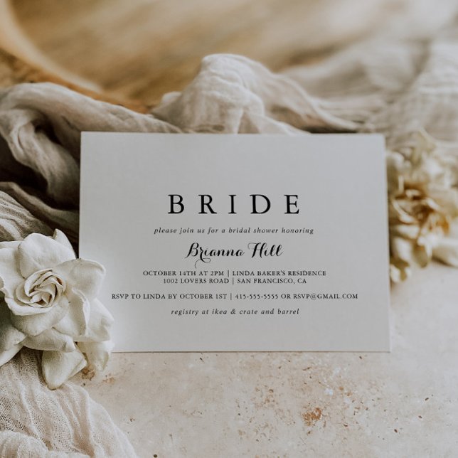Modern Calligraphy Bride Bridal Shower Invitation (Creator Uploaded)