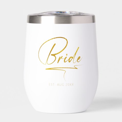 Modern Calligraphy Bride Gold ID1025 Thermal Wine Tumbler