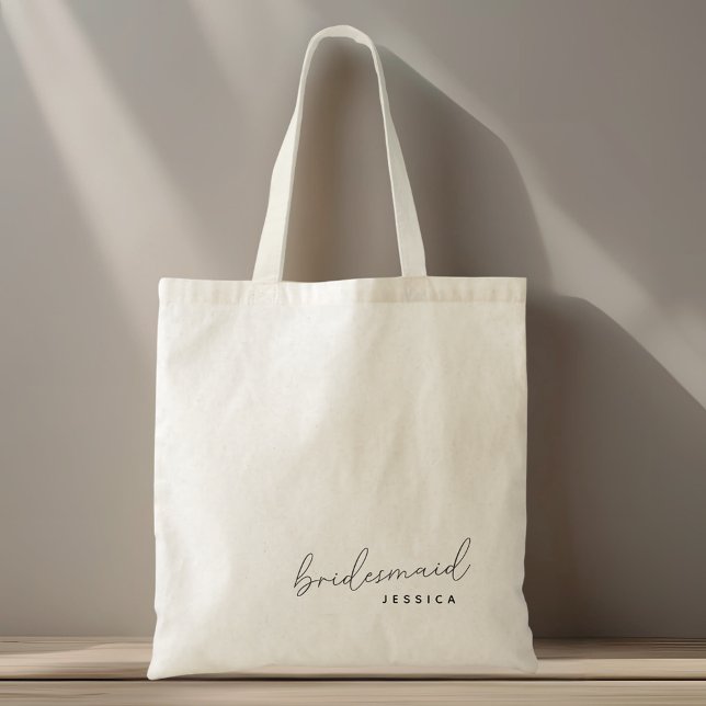 Modern Calligraphy Bridesmaid Name Tote Bag (Creator Uploaded)