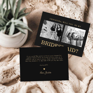 Modern calligraphy Bridesmaid Proposal Photo Card