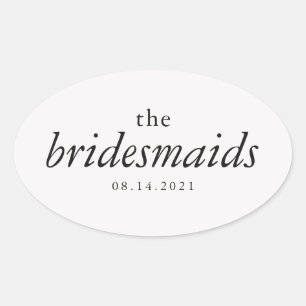 Modern Calligraphy Bridesmaids Wedding Oval Sticker