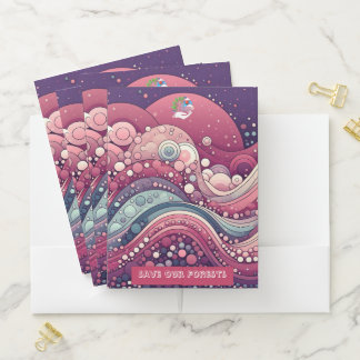 Modern Calligraphy Bubbles Logo Company Name Pocket Folder