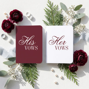 Modern Calligraphy Burgundy Wedding Foil Vow Books