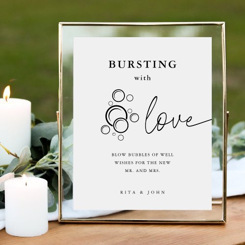 Modern Calligraphy Bursting with Love Bubble Sign