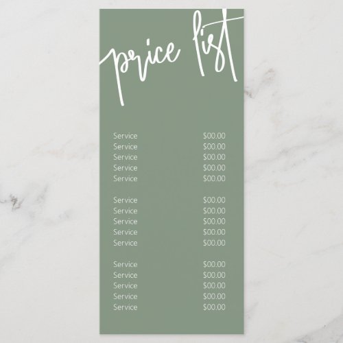 Modern Calligraphy Business Price List Services Menu