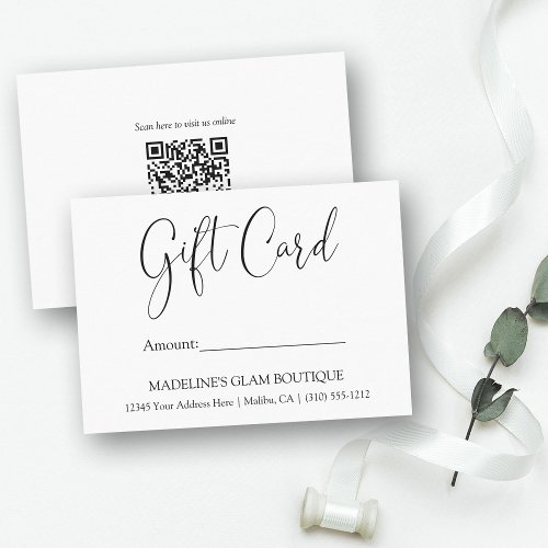 Modern Calligraphy Business QR Code Gift Card