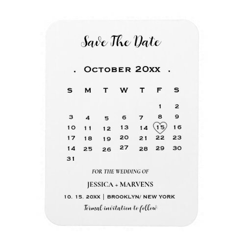 Modern Calligraphy calendar nonphoto save the date Magnet