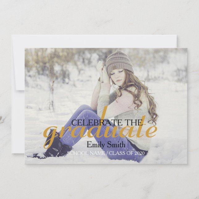 Modern Calligraphy Celebrate Graduation Party Invitation (Front)