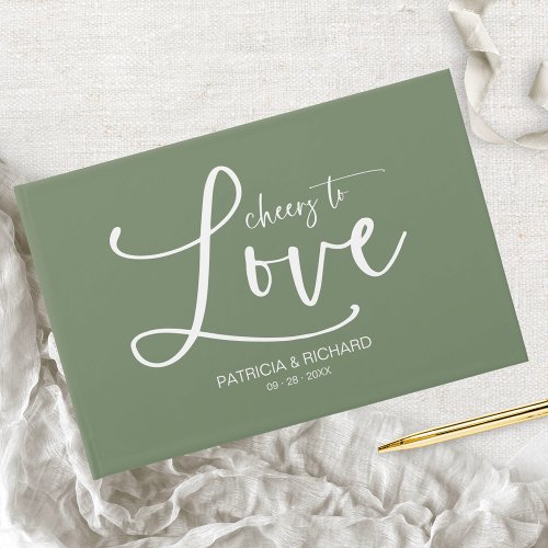 Modern Calligraphy Cheers To Love Wedding Guest Book