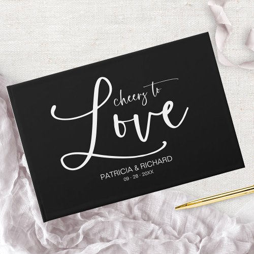 Modern Calligraphy Cheers To Love Wedding Guest Book