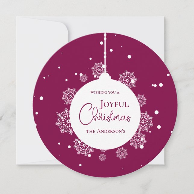 Modern Calligraphy Christmas ornament Bold Magenta Card (Front)