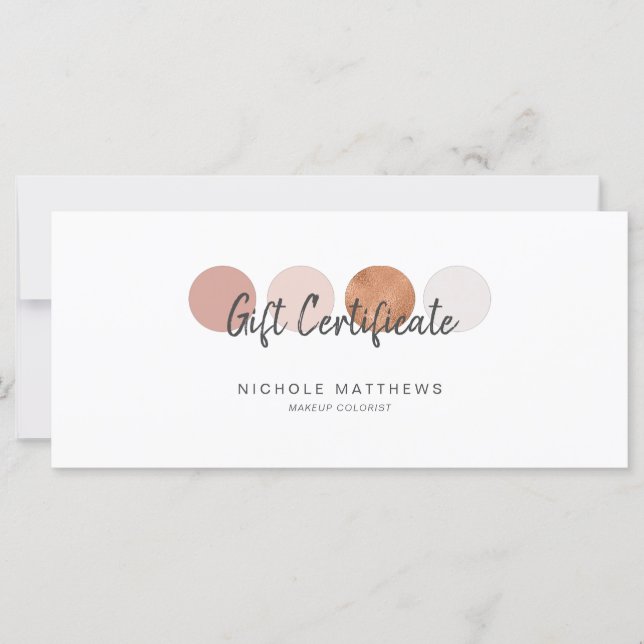 Modern Calligraphy Color Palette Gift Certificate Card (Front)