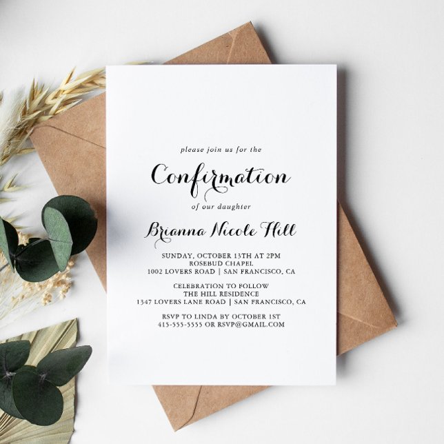 Modern Calligraphy Confirmation Invitation (Creator Uploaded)