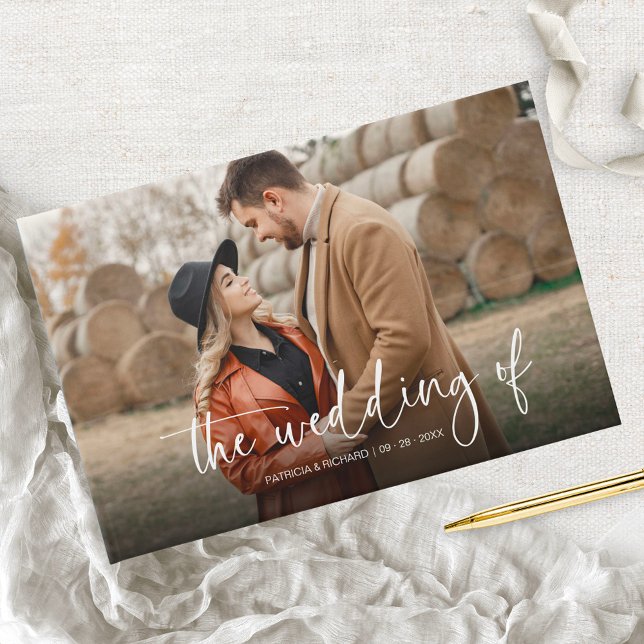 Modern Calligraphy Couple Photo Wedding Guest Book (Creator Uploaded)