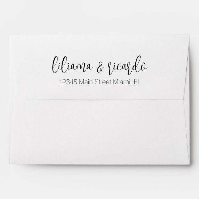 Modern Calligraphy Couples Name Wedding Envelope (Back (Top Flap))
