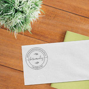 Modern Calligraphy Custom Return Address, Floral Rubber Stamp