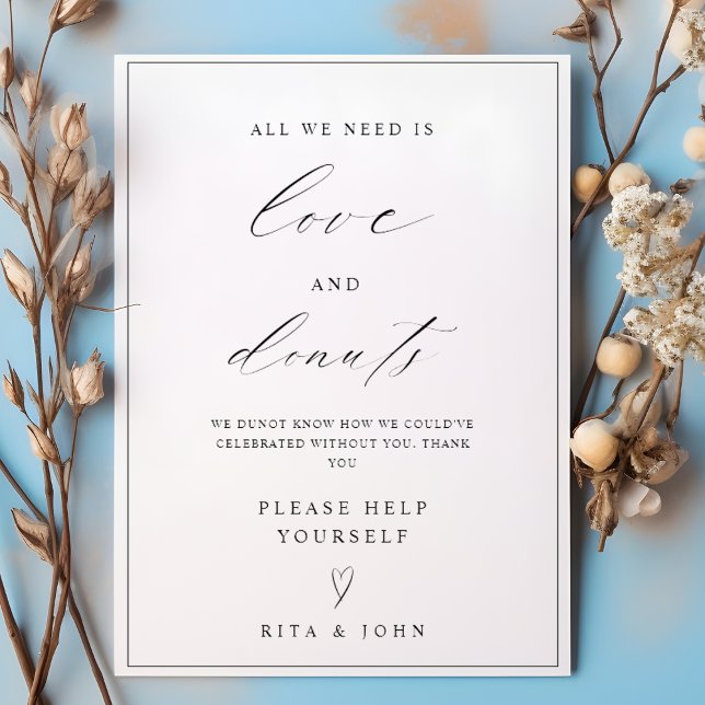 Modern Calligraphy Dunot Bar Wedding Cake Sign (Creator Uploaded)