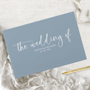 Modern Calligraphy Dusty Blue Wedding Guest Book