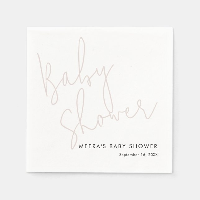 Modern Calligraphy Dusty Pink Baby Shower Napkins (Front)