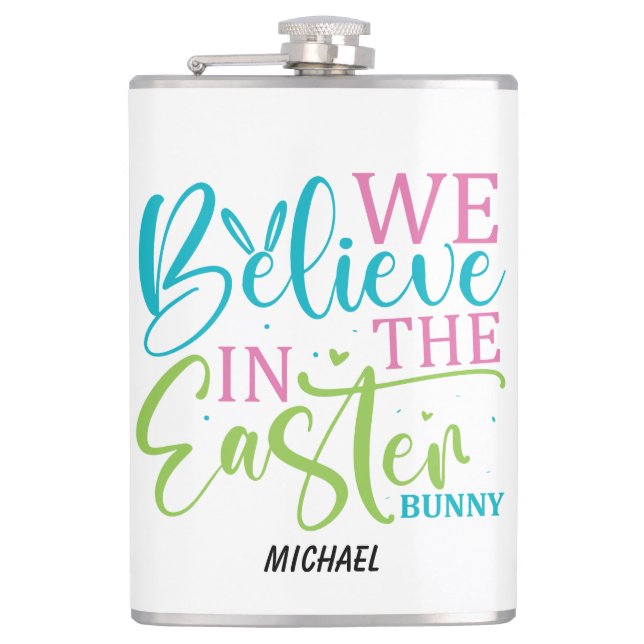 Modern Calligraphy Easter Bunny Flask (Front)