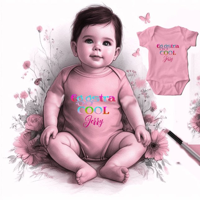 Modern Calligraphy Egg-stra Cool Easter Extra Cute Baby Bodysuit (Modern Calligraphy Egg-stra Cool Easter Baby Cute Baby Bodysuit)