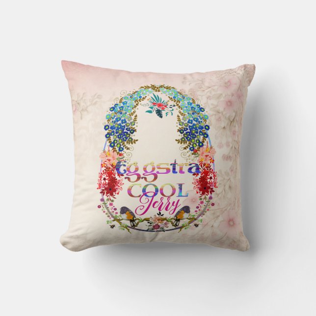 Modern Calligraphy Egg-stra Cool Easter Extra Cute Throw Pillow (Front)