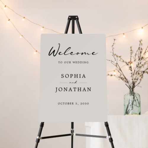 Modern Calligraphy Eggshell Wedding Welcome Sign