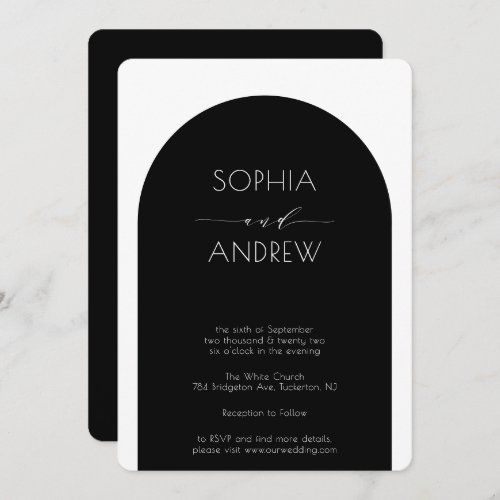 Modern Calligraphy Elegant Arch All in One Wedding Invitation