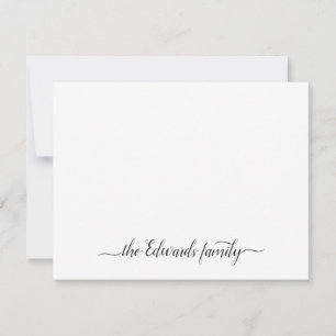 Modern Calligraphy Elegant Family Name Chic Pink Note Card