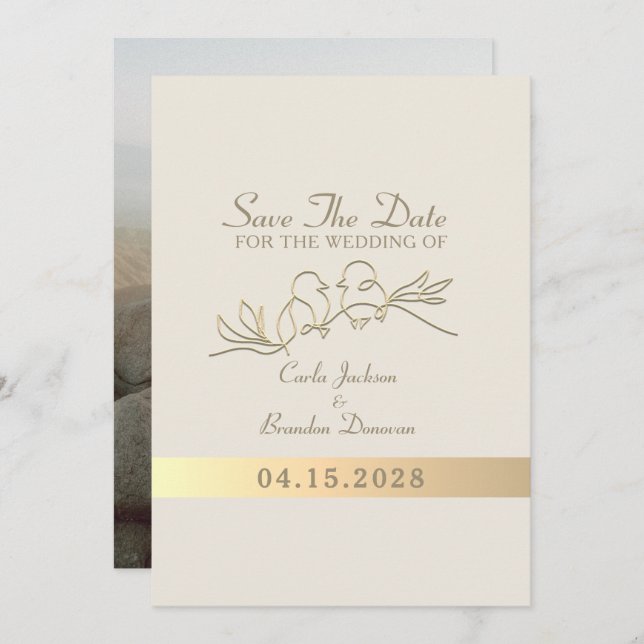 Modern Calligraphy Elegant Gold Wedding Save The Date (Front/Back)
