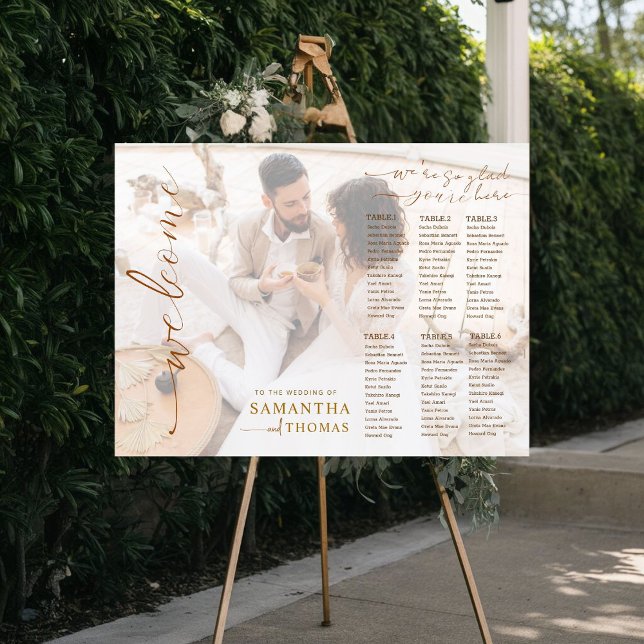 Modern Calligraphy Elegant Photo Wedding Seating Foam Board (Creator Uploaded)