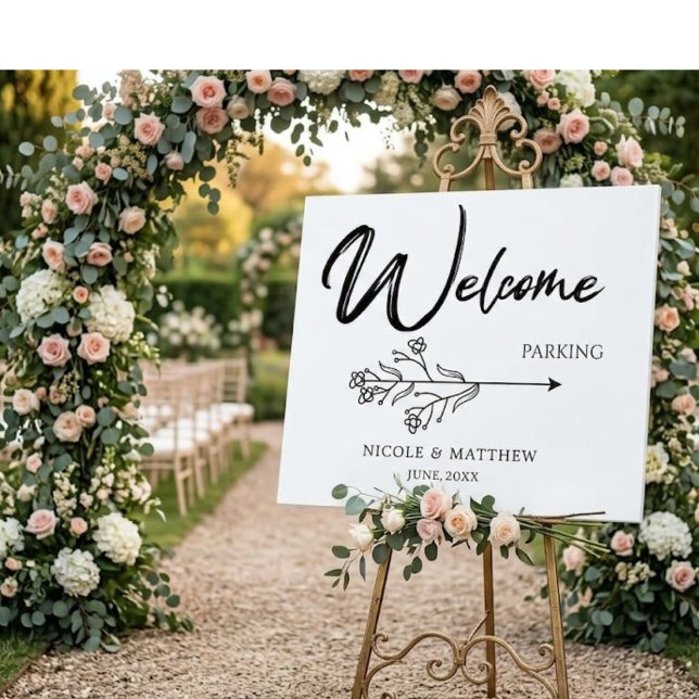 Modern Calligraphy Elegant Script Wedding Parking  Foam Board (Creator Uploaded)