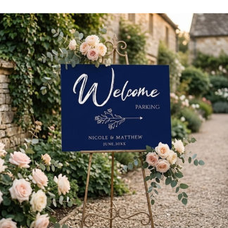 Modern Calligraphy Elegant Script Wedding Parking Foam Board
