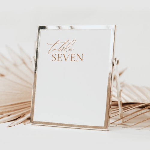 Modern Calligraphy Elegant Wedding Table Number