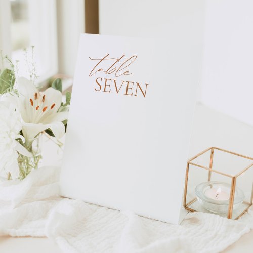 Modern Calligraphy Elegant Wedding Table Number Pedestal Sign