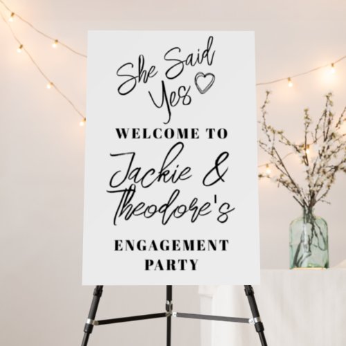 Modern Calligraphy Engagement Party Welcome Foam Board