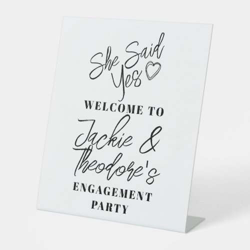 Modern Calligraphy Engagement Party Welcome Pedest Pedestal Sign