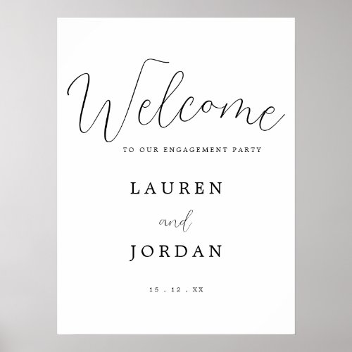 Modern Calligraphy Engagement Party Welcome Sign